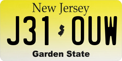 NJ license plate J31OUW