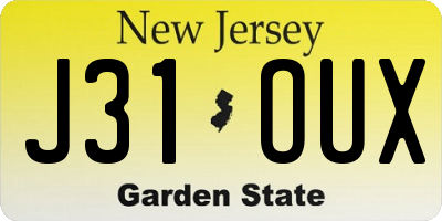 NJ license plate J31OUX