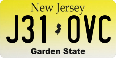 NJ license plate J31OVC