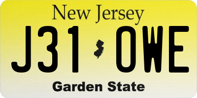 NJ license plate J31OWE