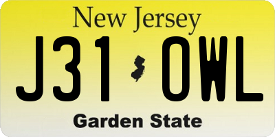 NJ license plate J31OWL
