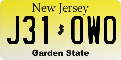 NJ license plate J31OWO