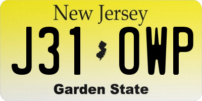 NJ license plate J31OWP