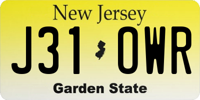 NJ license plate J31OWR