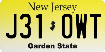NJ license plate J31OWT
