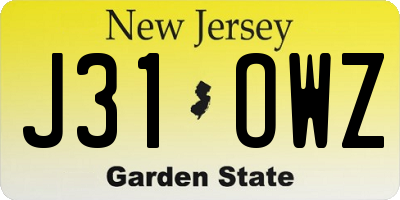 NJ license plate J31OWZ