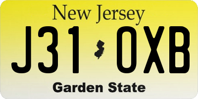 NJ license plate J31OXB