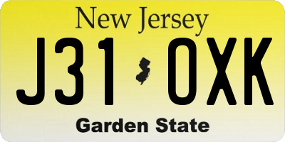 NJ license plate J31OXK