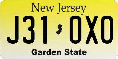 NJ license plate J31OXO