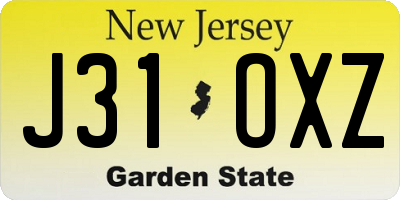 NJ license plate J31OXZ