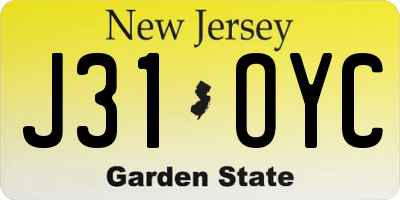 NJ license plate J31OYC