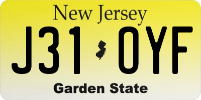 NJ license plate J31OYF