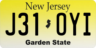 NJ license plate J31OYI