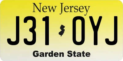 NJ license plate J31OYJ
