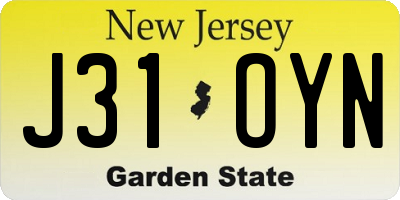 NJ license plate J31OYN
