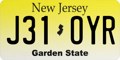 NJ license plate J31OYR