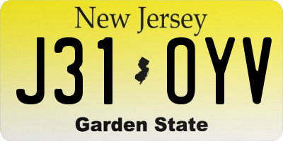 NJ license plate J31OYV