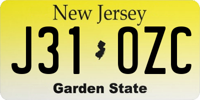 NJ license plate J31OZC