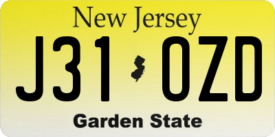 NJ license plate J31OZD