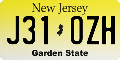 NJ license plate J31OZH