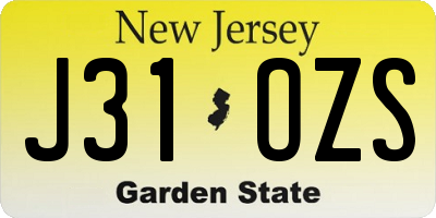 NJ license plate J31OZS