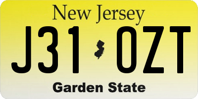 NJ license plate J31OZT