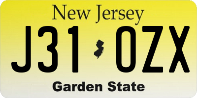 NJ license plate J31OZX