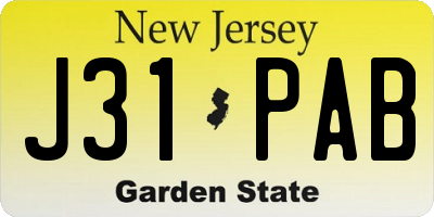 NJ license plate J31PAB