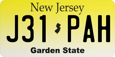 NJ license plate J31PAH