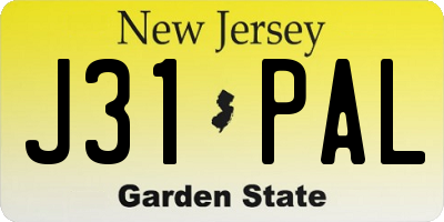 NJ license plate J31PAL
