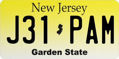 NJ license plate J31PAM