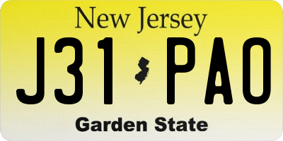 NJ license plate J31PAO