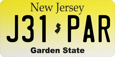 NJ license plate J31PAR