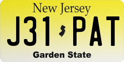 NJ license plate J31PAT