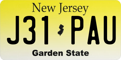 NJ license plate J31PAU