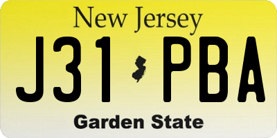 NJ license plate J31PBA
