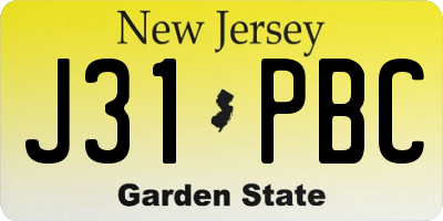 NJ license plate J31PBC