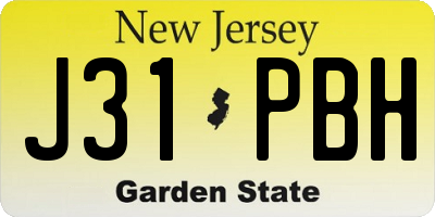 NJ license plate J31PBH