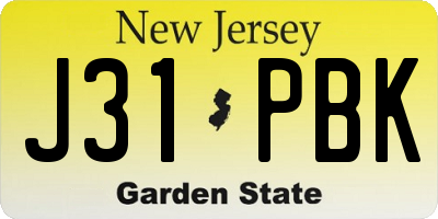 NJ license plate J31PBK
