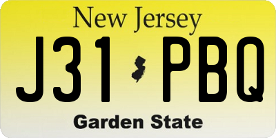NJ license plate J31PBQ