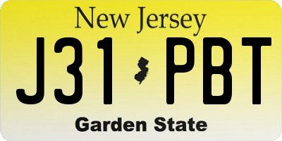 NJ license plate J31PBT