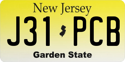 NJ license plate J31PCB