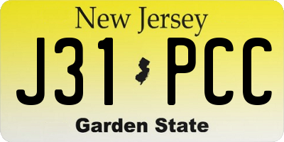 NJ license plate J31PCC