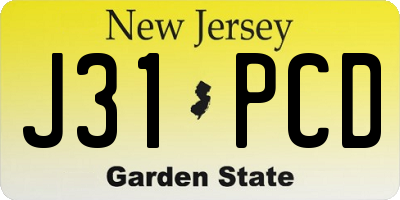 NJ license plate J31PCD