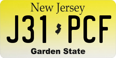 NJ license plate J31PCF