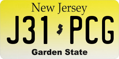NJ license plate J31PCG