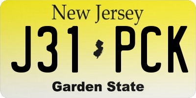NJ license plate J31PCK