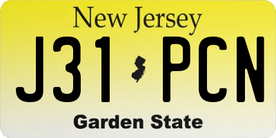 NJ license plate J31PCN