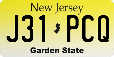 NJ license plate J31PCQ