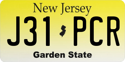 NJ license plate J31PCR